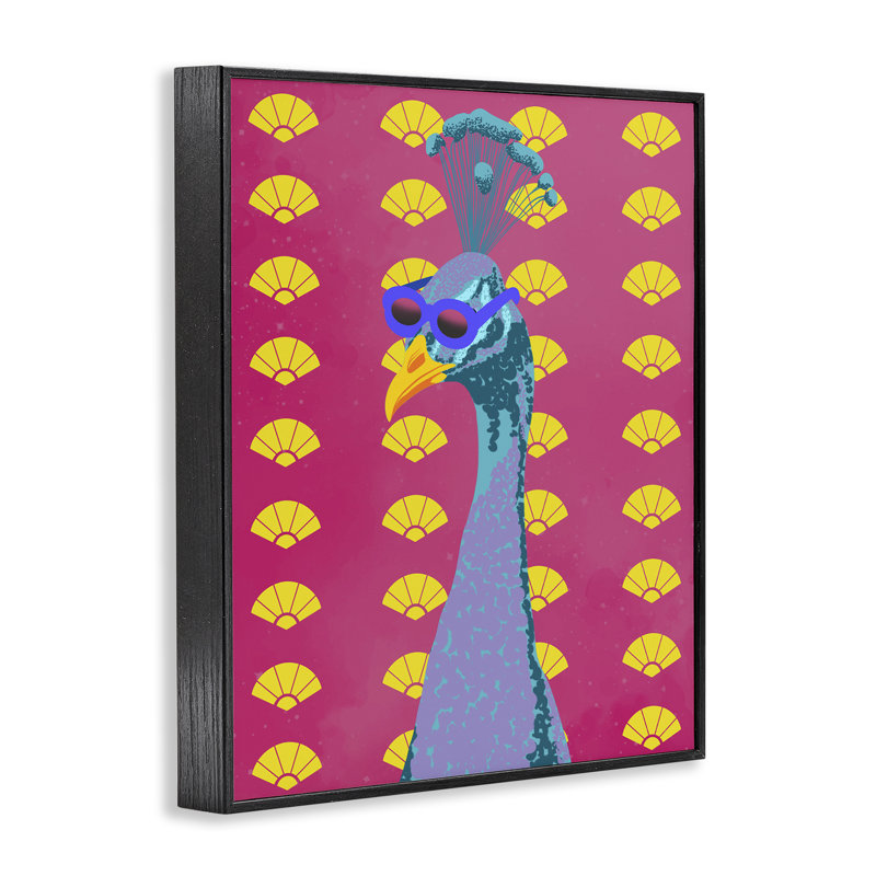 «Vibrant Mod Peacock», estampe numérique, conception de Marcus Prime, H 14 po x l 11 po, Giclée encadrée noir minuit