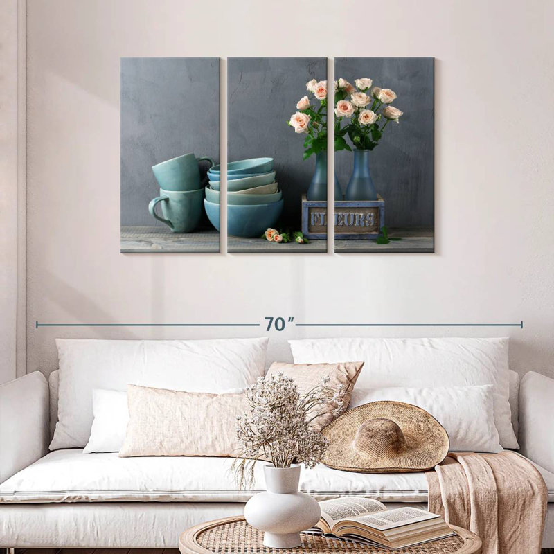 Senne Rustic Blue Ceramics, 28" H x 45" W