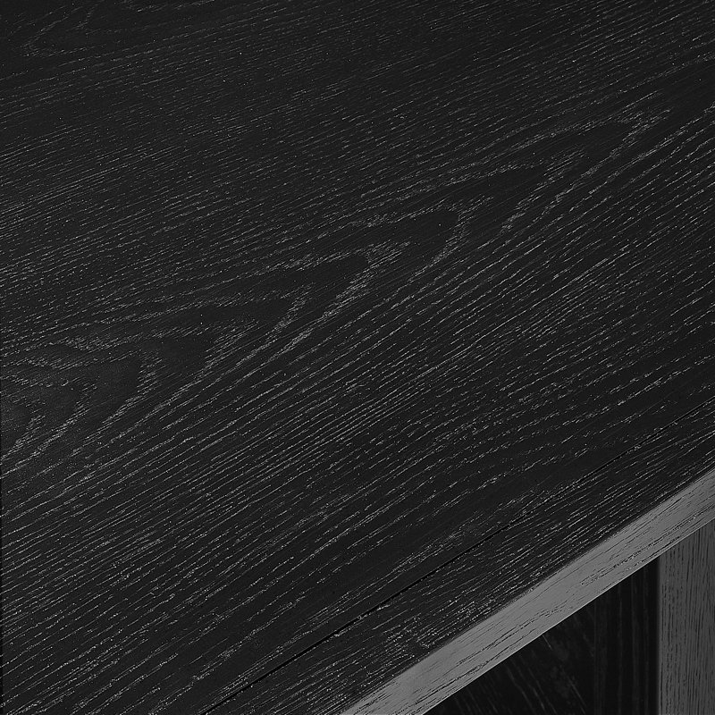 Hernest 84" Black Rectangular Dining Table with Chevron Wood Legs for 6-8