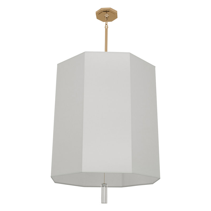 Lustre tambour unique à 6 lumières Kate, Laiton moderne, Gris perle