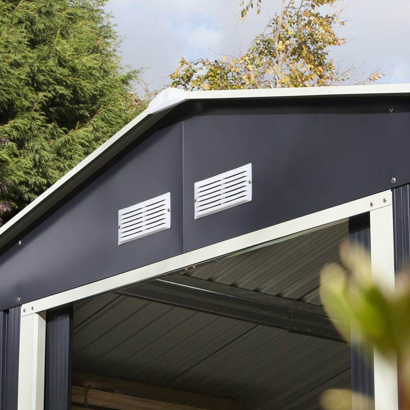 Rowlinson Trentvale 10x12 Metal Apex Shed with Foundation Kit, Dark Grey
