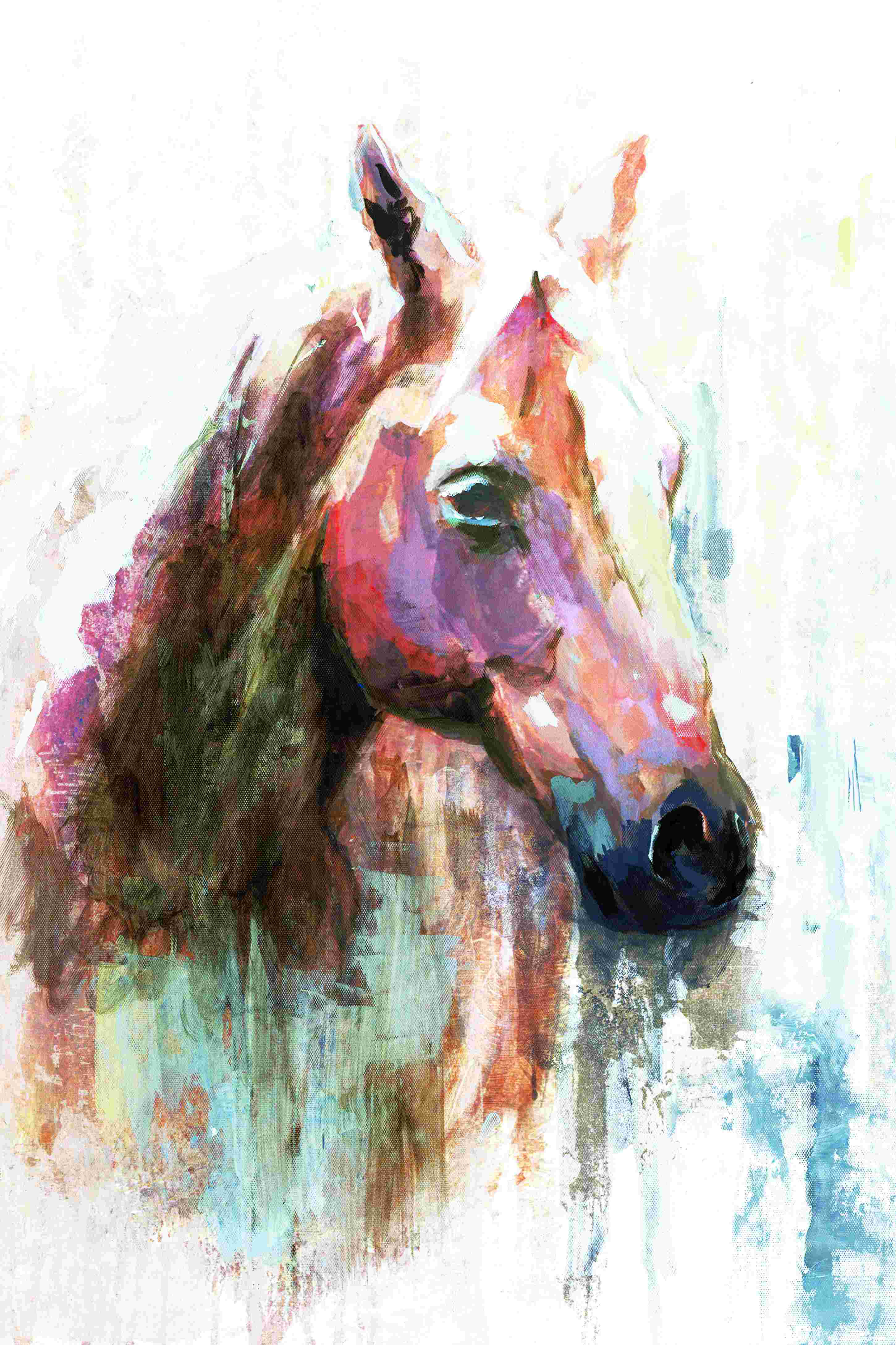 Rosalind Wheeler Painted Brown Horse On Canvas Painting | Wayfair