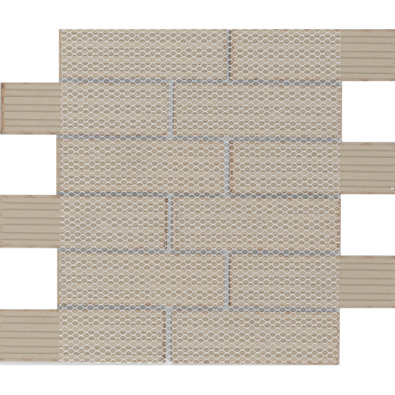 Ornami 11" x 12" Ceramic Mosaic Tile, Tant
