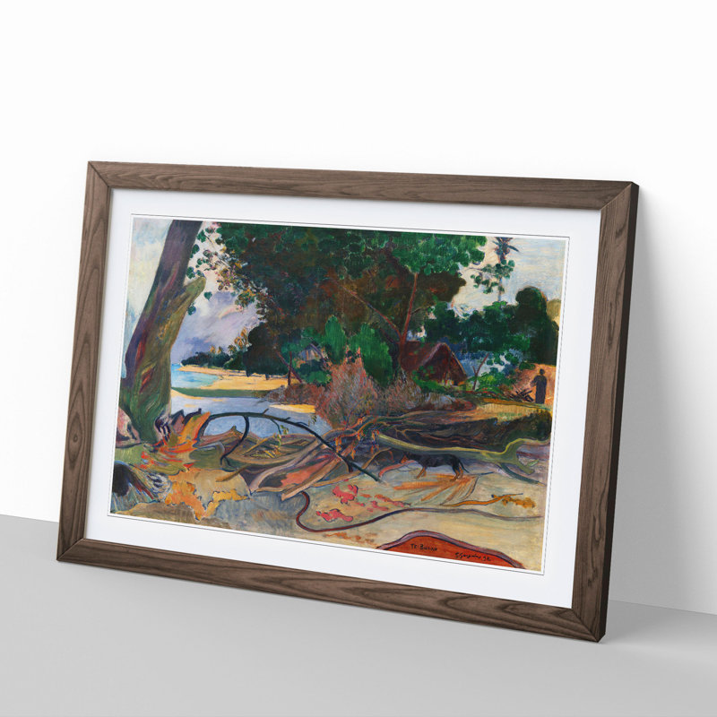 The Hibiscus Tree by Paul Gauguin - Picture Frame Painting, Walnut, 27cm H x 36cm W x 2cm D