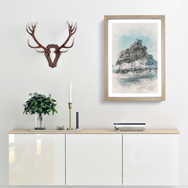 Mountain Summit in Italy in Abstract - Picture Frame Graphic Art Print, 48cm H x 36cm W x 2cm D, Oak Framed