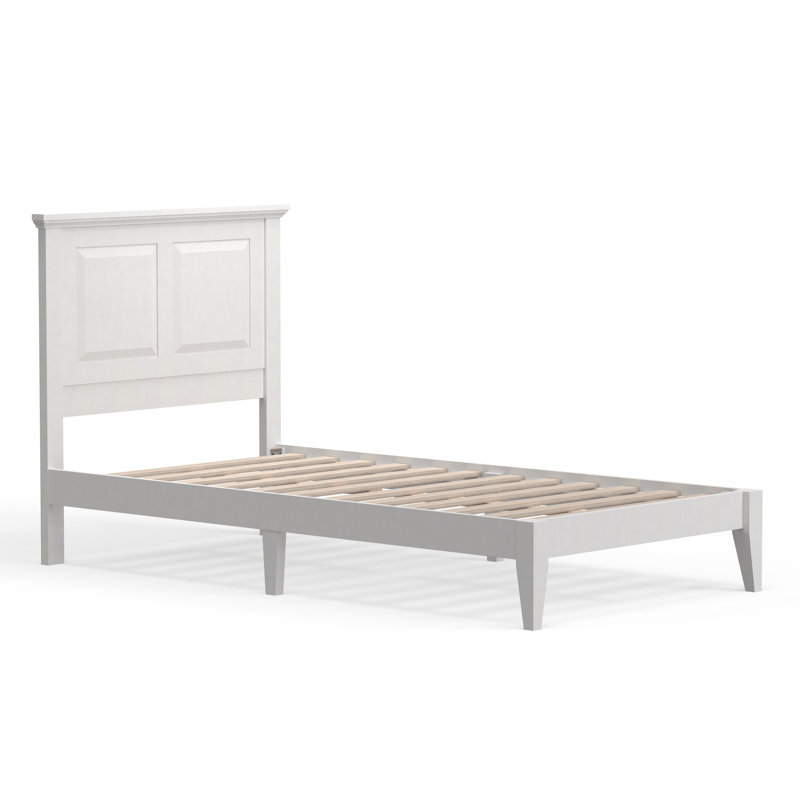 Lit plateforme en bois massif Markovich, Blanc, Simple