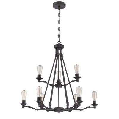 Lustre à niveaux 9 lumières façon bougie style bougie