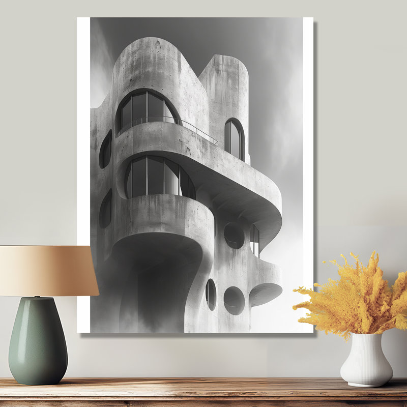 Gris, forteresse d'avenir II - Fortress, art mural, salon, Métal métal, H 20 po x l 12 po x P 1 po