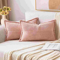 Tall Pink And Gold With Bow Shoes, Pink Stripe Throw Pillow By