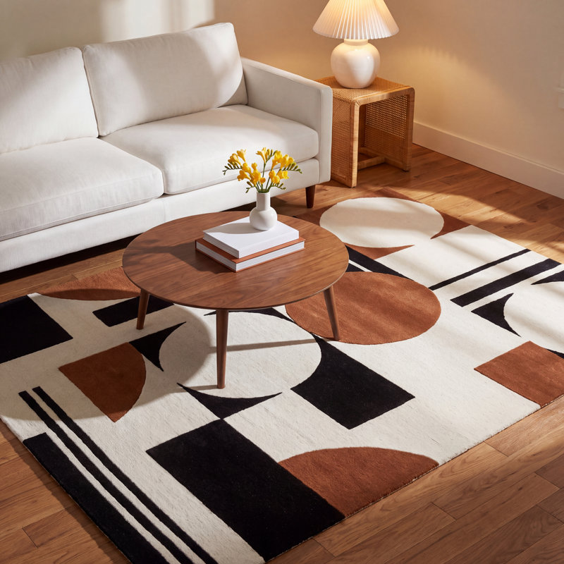 Antoni Handmade Wool Ivory/Black/Brown Rug, Rectangle 8' x 10'
