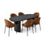 Ensemble de salle à manger ovale noir 79 "pour 6 personnes avec chaises rembourrées Theodore-131986629