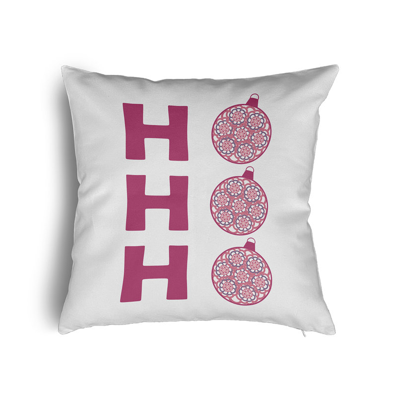 Ho Ho Ho Accent Pillow with Insert, Pink, 26" H x 26" W