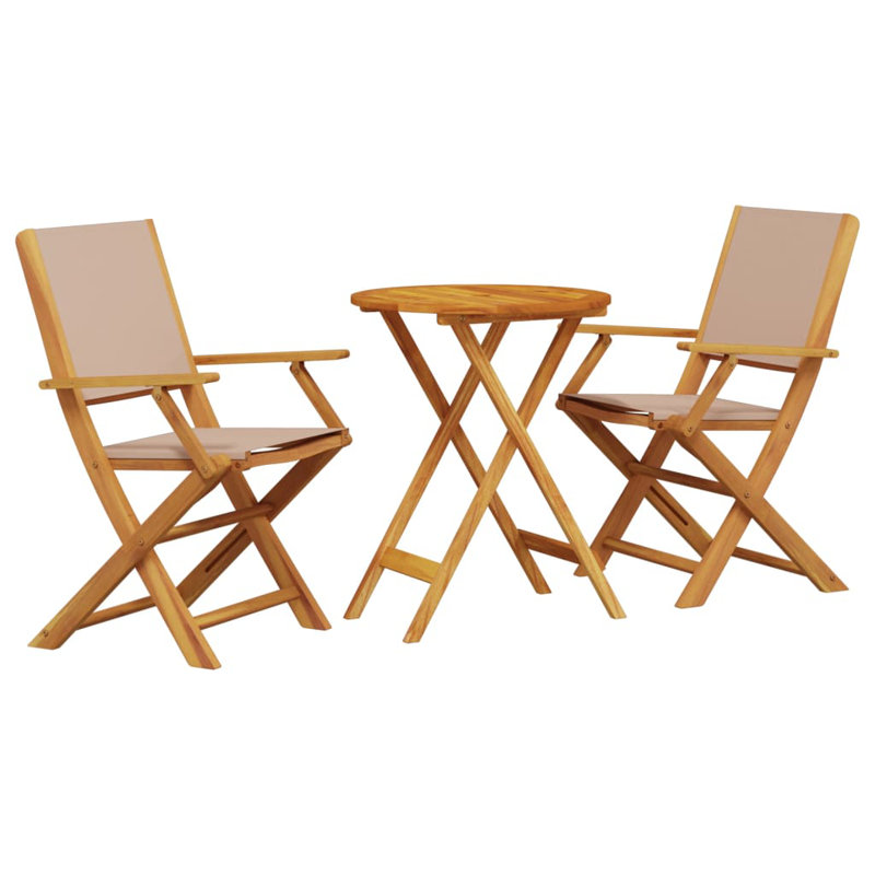 Kohen 2 - Person Solid Wood Patio Dining Set Circular Table, Taupe