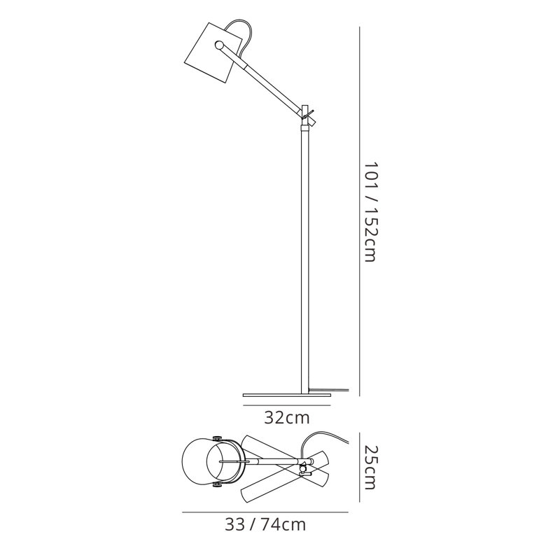 Sherrill 152cm Task Floor Lamp, Matt White