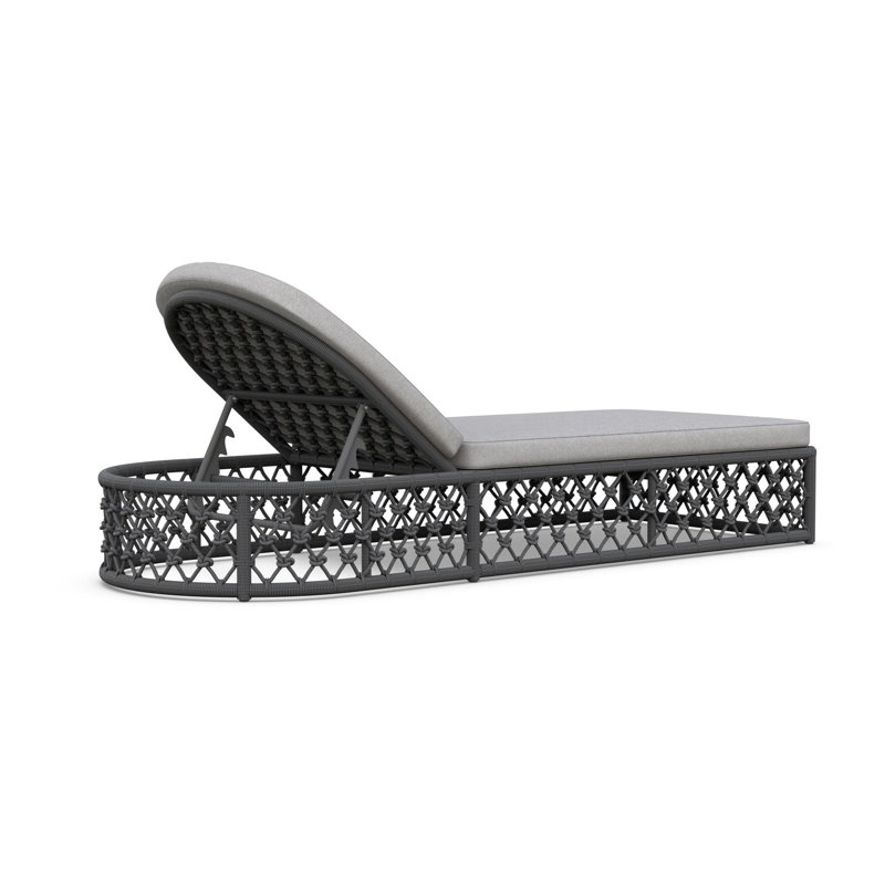 Amelia 78.35" Long Reclining Single Chaise with Cushions, Ash Frame/Fog Cushion