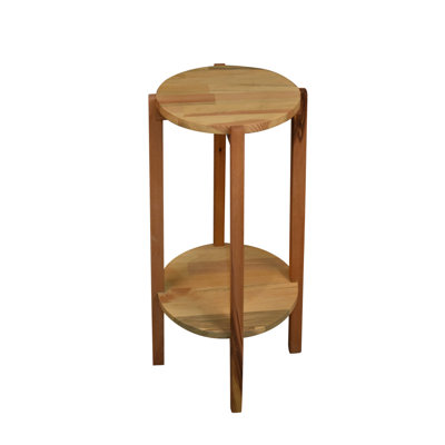 Handmade Modern Side Table, Beech & Pine, 11.8 in Diameter x 30.3 in Height | Flat Varnish Finish | Rustic Scandinavian Design | Perfect for Living Room & Bedroom - Stylish & Functional Furniture Piece