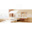 Lit double en bois avec lit gigogne simple, lit de jour en bois, blanc