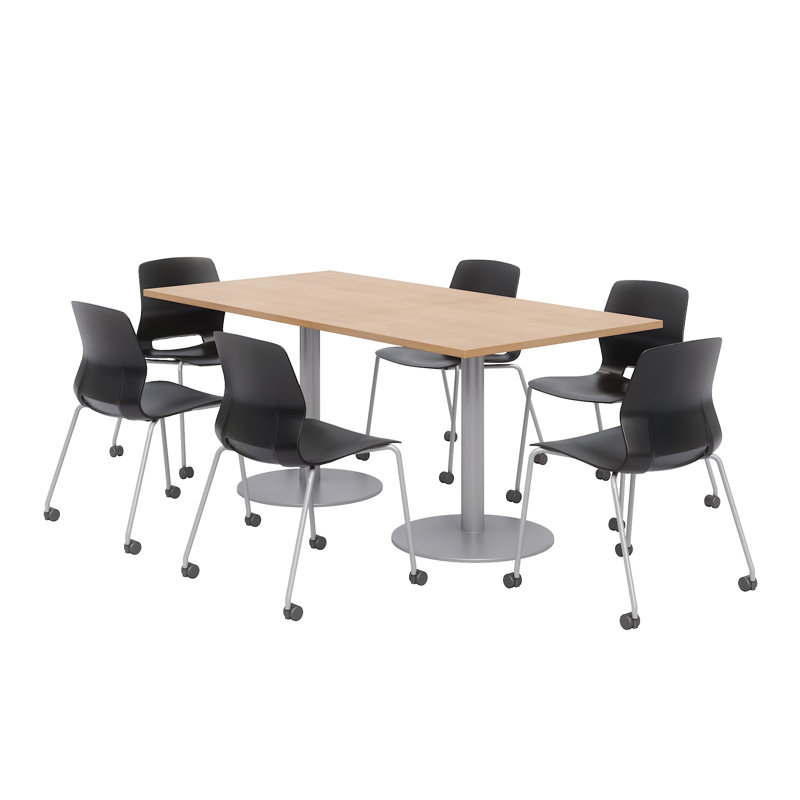 Ensemble de table de salle à manger rectangulaire 72 "et chaise, Noir, noir, noir, noir, Érable
