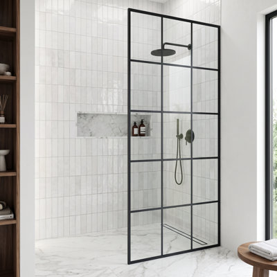 Écran de douche à cadre fixe avec verre 3/8 po M 34 po x H 74 po Mosaic
