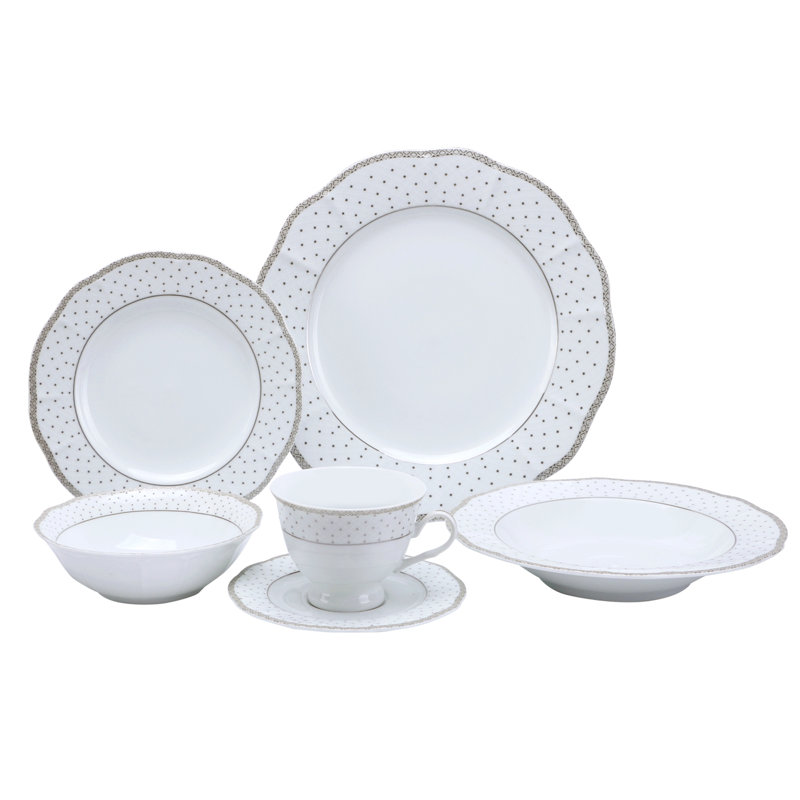 Service de table en porcelaine tendre 24 pièces Lorren Home Trends Wavy