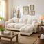 Ensemble de canapé modulaire en chenille 3 places avec coussins et 1 repose-pieds blanc ivoire-244478166-244478184