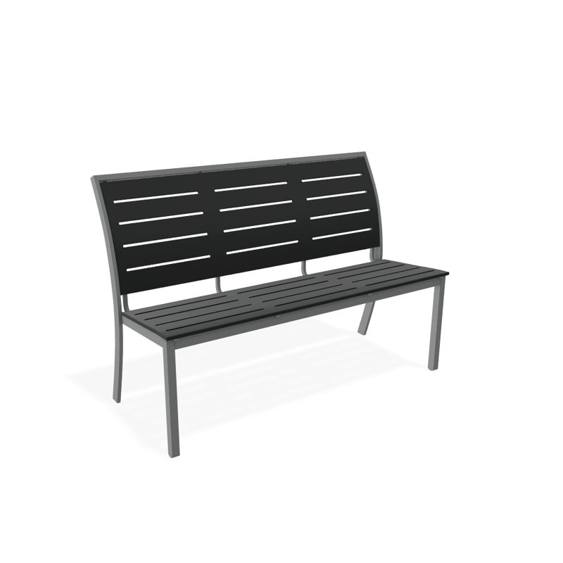 Banc de parc empilable aluminium Bazza, Graphite classique P30, Graphite texturé