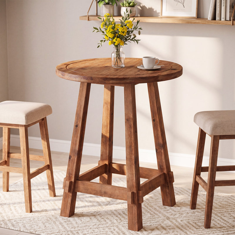 Table de bar ronde en bois massif de 39,4 po de hauteur, table de pub Farmhouse, table de bar à hauteur de comptoir pour pub, bistro