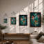Teal Garden Botanical - Framed Print-1040451699-1040451701