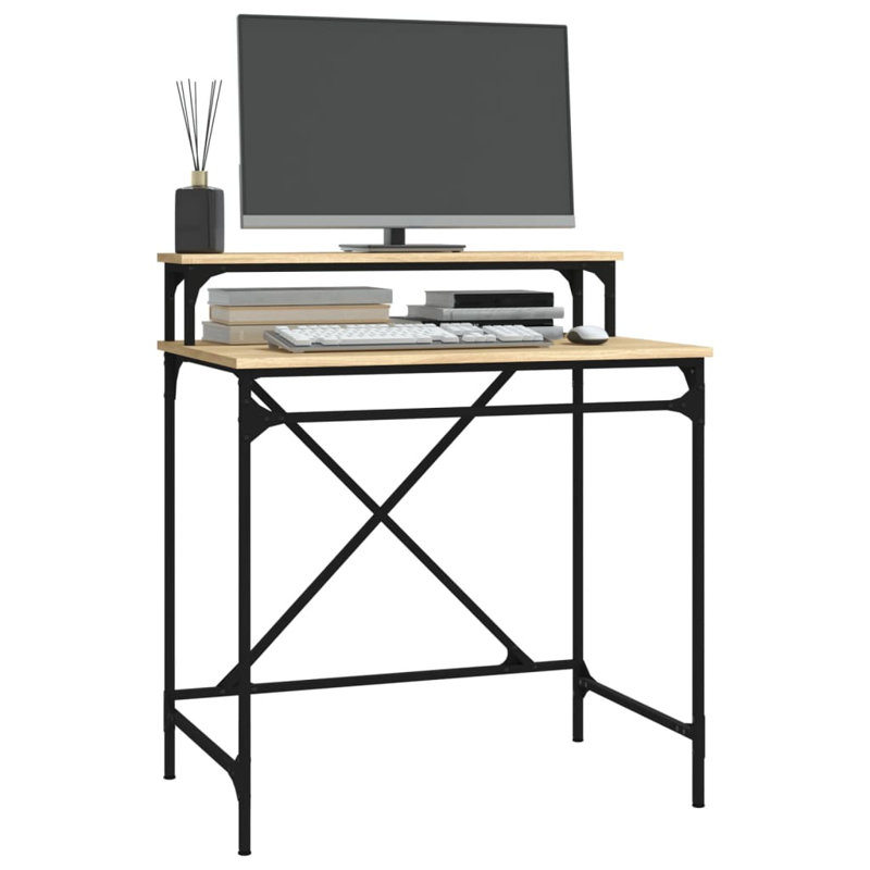 Annemore Metal Base Computer Desk, Sonoma Oak