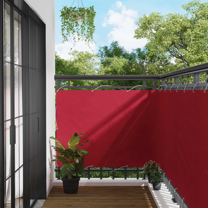 Vidaxl Balcony Screen Oxford Fabric Outdoor Privacy Garden Terrace Durable, 110cm H x 200cm W, Red