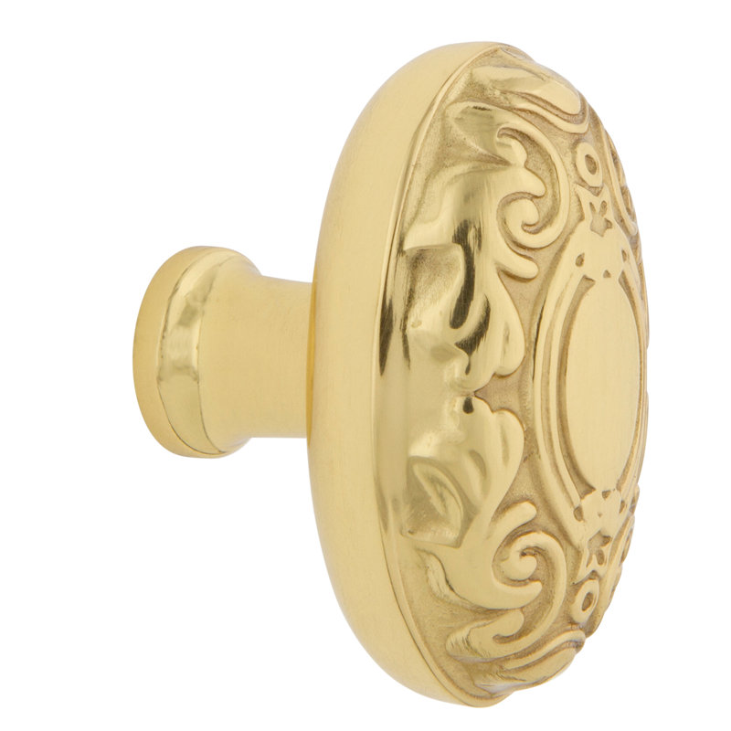 Victorian 1 3/4" Length Oval Knob, Unlacquered Brass