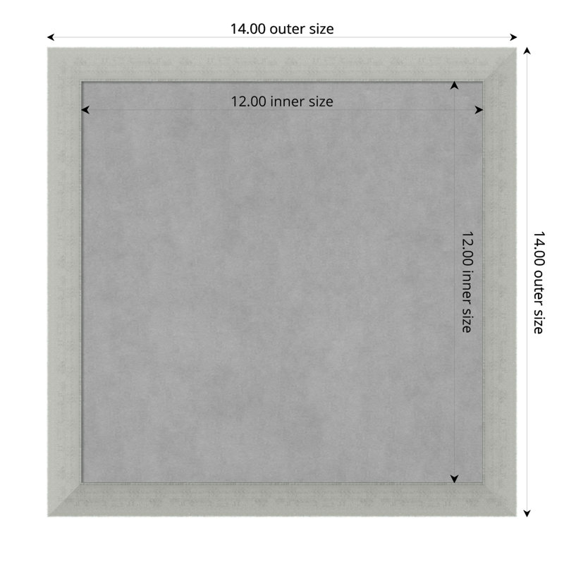 Tableau magnétique encadré feuille d'argent, H 14 po x l 14 po
