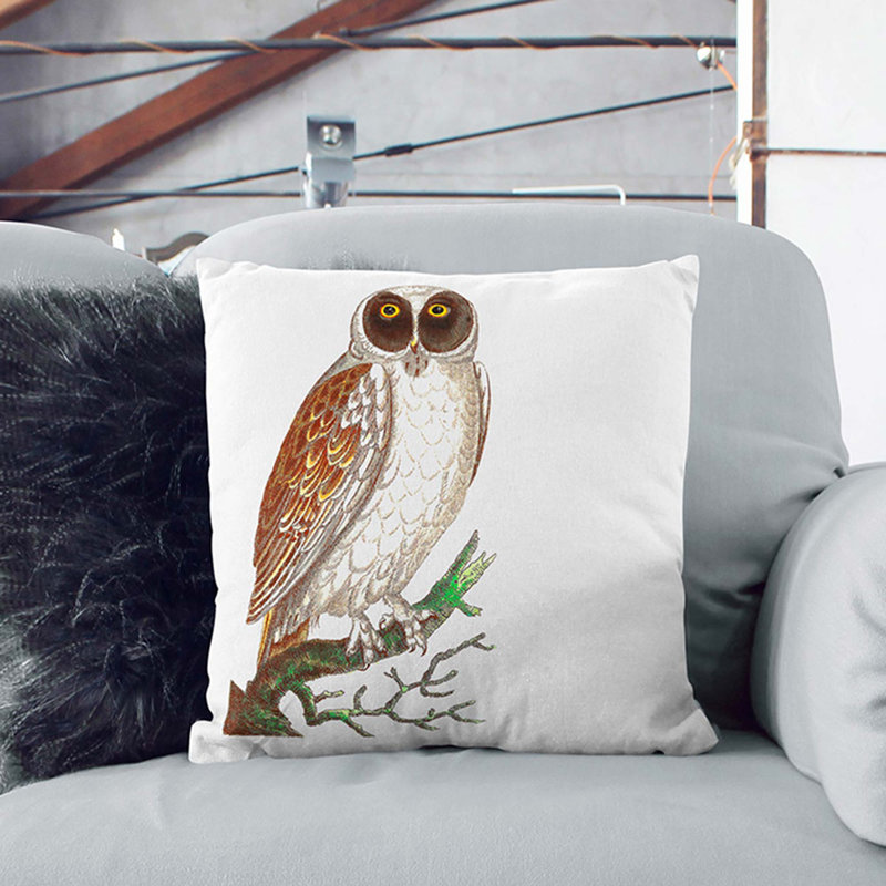 Masked Owl by George Shaw Cushion with Filling, 40cm H x 40cm W x 15cm D, Black
