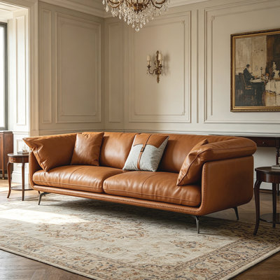 Orange Genuine Leather Modular Sofa