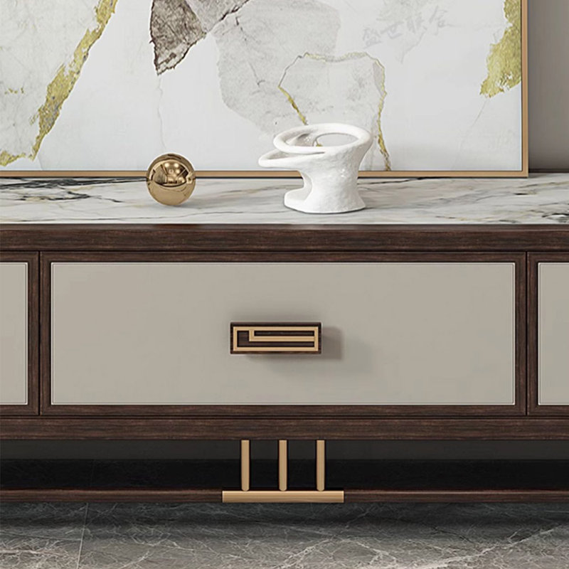 Meuble télé luxueux en bois massif de style chinois, 94.49"