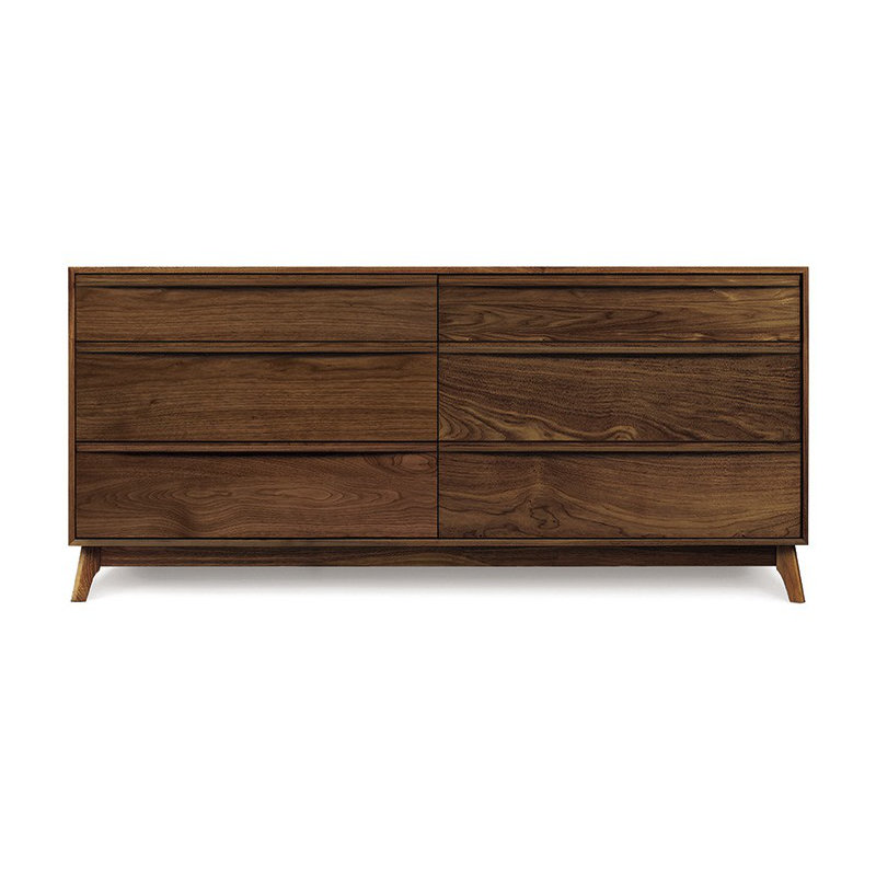 Catalina 6 - Drawer Solid Wood Dresser, Natural Walnut