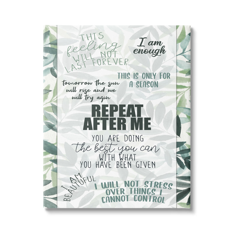 Répétez après moi Uplifting Motivational par Kim Allen - impression, H 48 po x l 36 po x P 1,5 po, Toile tendue