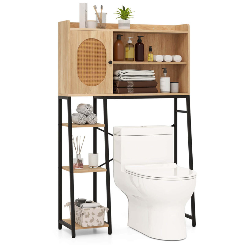 Au-dessus de la toilette Organisateur de toilette peu encombrant avec porte en rotin Pe