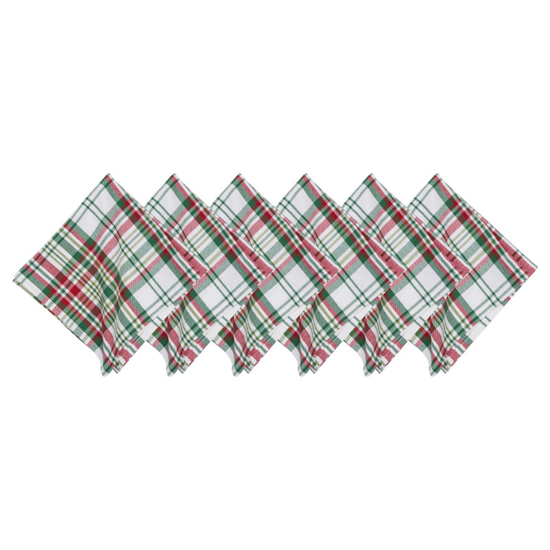 Ensemble de 6 serviettes Joel, Rouge / Vert / Blanc