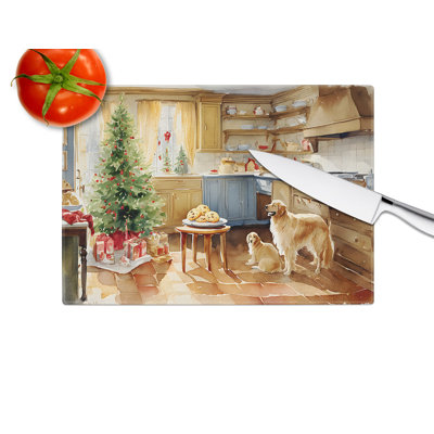 Golden Retriever Christmas Cookies Glass Cutting Board