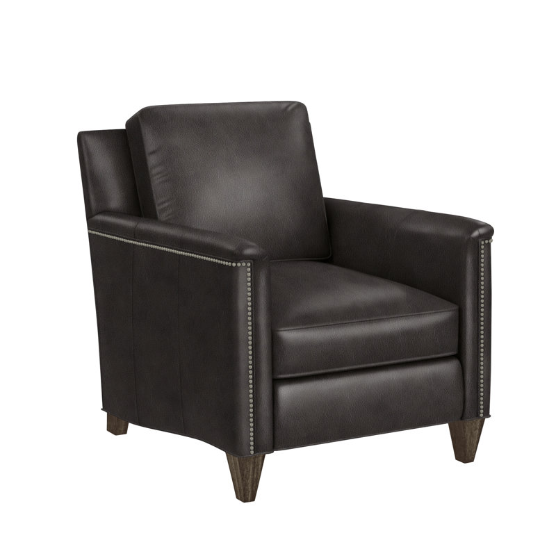 Davidson Armchair, Pewter, New Classiques, Aline Light Grey Genuine Leather