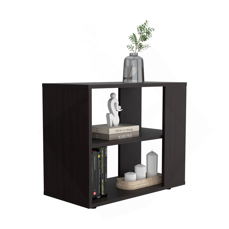 Table console, 4 pieds, 2 tablettes, Noir