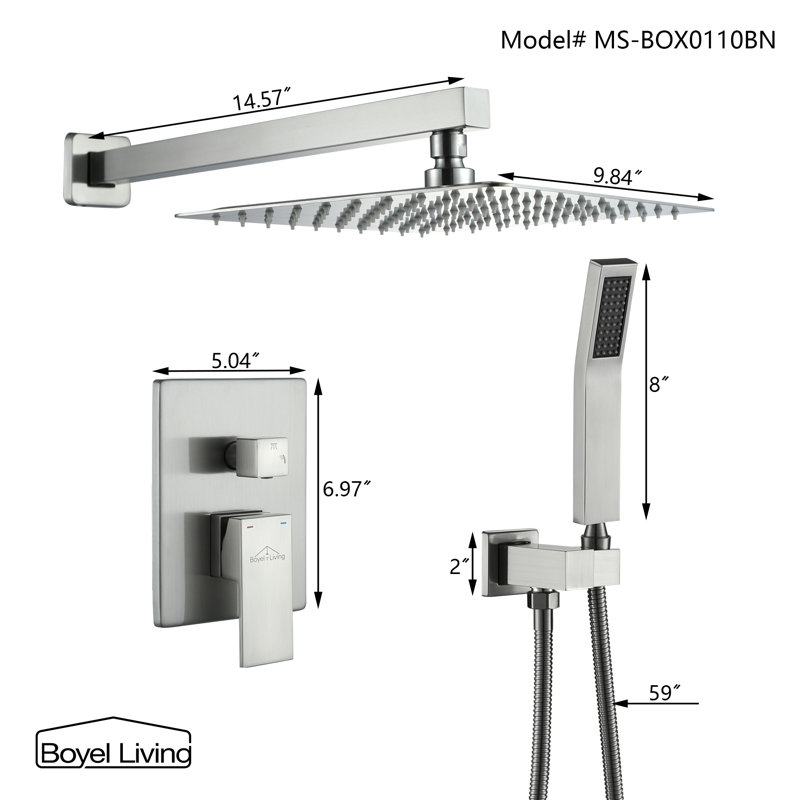 Large Brushed Nickel Dual Rain Shower Head with Handheld