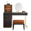  Ensemble de meuble-lavabo de 47 po de haute qualité, prise de courant, plateau en verre, très facile à assembler, avec tabouret de maquillage-2102822641