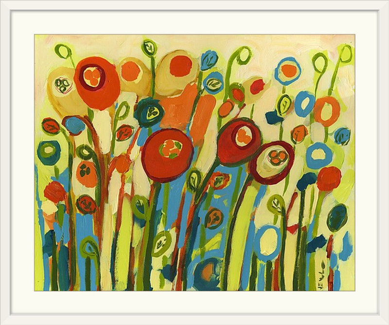 Nolani Growing Poppies '- reproduction d'art, H 37 po x l 44 po x P 1 po, Cadre blanc