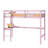 High Loft Bed, Rubber Wood Loft Bed with Safety Guardrail, built-in desk, ladder-1682814129