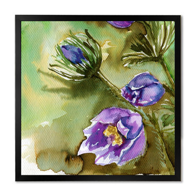 " Blue Blossoming Flowers In The Meadows " Painting Print