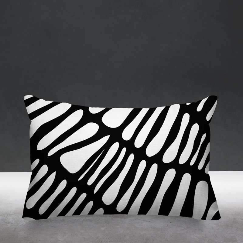 Housse de coussin rectangulaire pour l'extérieur Tribal, Noir