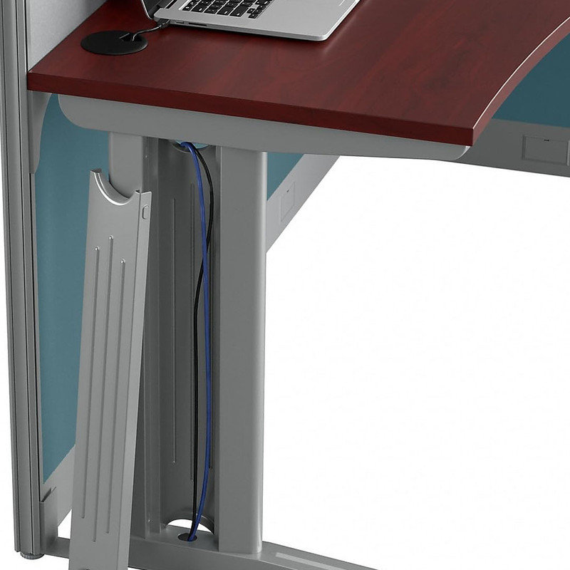 Modern Straight Workstation with Storage & Accessory Kit, Engineered Wood, Hansen Cherry
