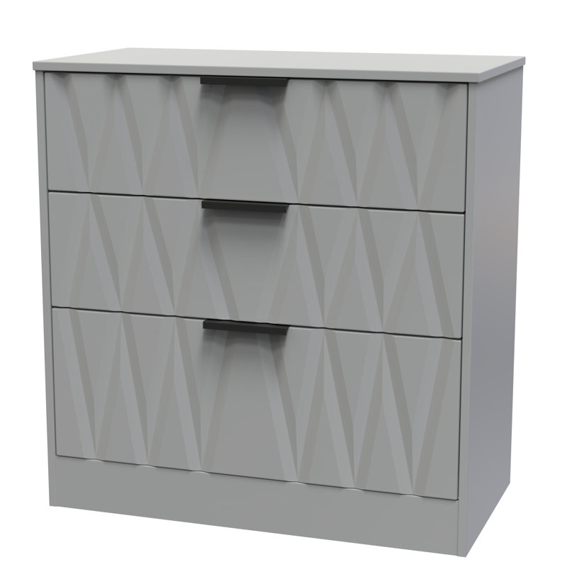 Besmir 77 cm W Chest of 3 Drawers, Dusk Grey